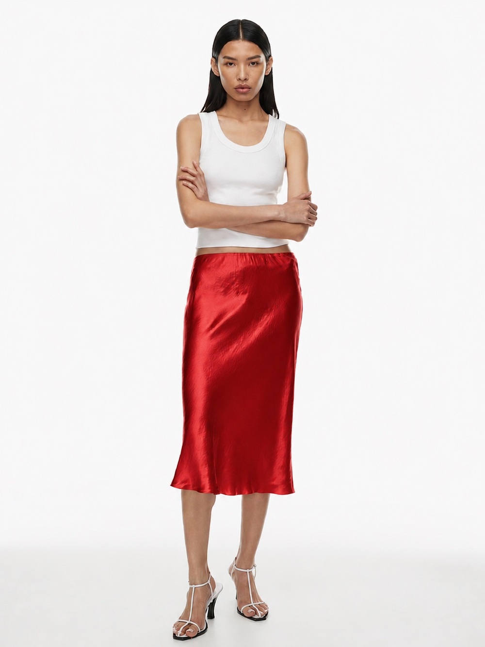 Aritzia Babaton Slip Satin Midi Skirt